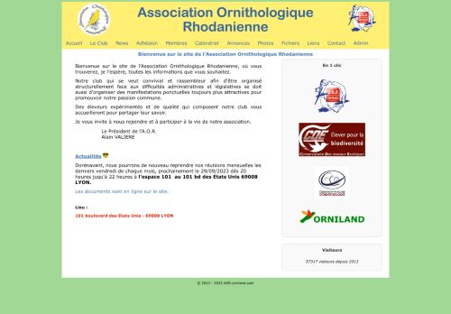 Aperçu du site Association Ornithologique Rhodanienne
