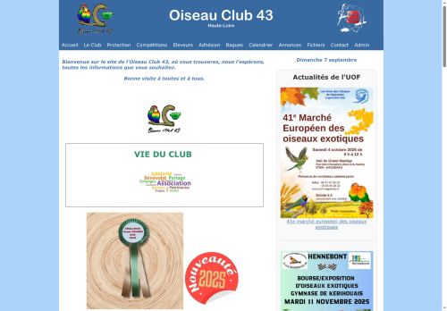Aperçu du site Oiseau Club 43