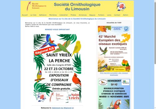 Aperçu du site Société Ornithologique du Limousin